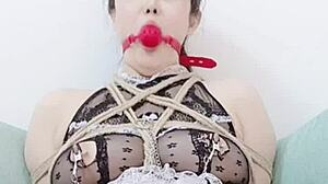 rough bondage with dildo deepthroat and orgasm