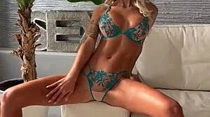 monika fox posing in sexy lingerie during a pornshoot