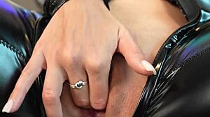 horny brunette in latex deepthroats big cock then gets fucked hard doggy style