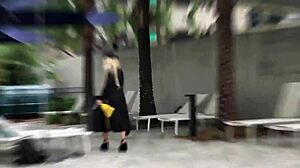 Blonde Milf Masturbates in Sheer Bikini at Public Pool!