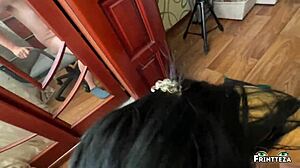 stepson helps stepmom after creampie in pussy