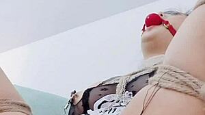 rough bondage with dildo deepthroat and orgasm