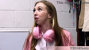 Cute game streamer teen 18+ breezy bri caught shoplifting, tiny 18+ teen 18+ pussy destroyed