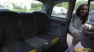 Petite london teen teases driver then struggles with his huge cock!