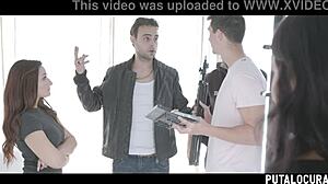 Annie Reis fucks her boyfriend in missionary and swallows cum