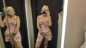 trying transparent clothes in fitting room, masturbating to intense orgasm 😍
