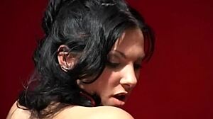 Sexy brunette student gets tits pegged intensely