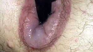 i fucked my puffy man pussy with a toy, feeling every inch stretch me wide in my homemade setup