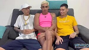 Me and my buddy drill this skinny guy in panties