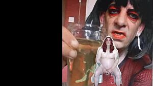 bisexual sissy male naked and exposed, swallowing pee