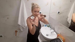 Jenny the blonde prepares for a fun night at the disco