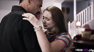 Jane Wilde seduces Charles Dera, dropping to her knees to suck his big cock