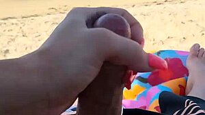 Swallow His Cum on Public Beach!