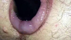 i fucked my puffy man pussy with a toy, feeling every inch stretch me wide in my homemade setup