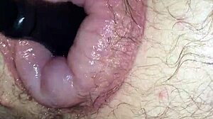 i fucked my puffy man pussy with a toy, feeling every inch stretch me wide in my homemade setup