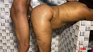 beautiful couple, they're having sex in the kitchen right now.