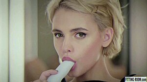 horny secretary cara mell intensely fucks her pussy in the lingerie shop