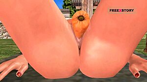 Animated 3D Cartoon Porn Video of Cute Indian Girl Laying Down and Masturbating Using Carrot