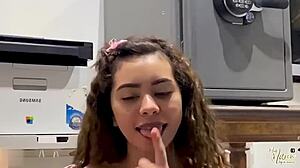 Surprising neighbor with oral and cumshot