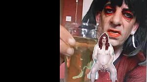 bisexual sissy male naked and exposed, swallowing pee