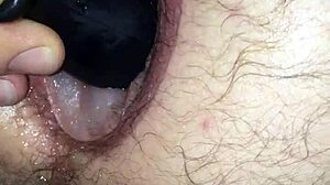 i fucked my puffy man pussy with a toy, feeling every inch stretch me wide in my homemade setup