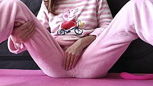 Stepsister with Small Boobs Fingers Wet Shaved Pussy to Squirt