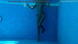 Russian Milf Mary Kalisy Touches Herself in Bikini by Pool.