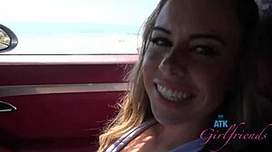 summer vixen fingers her pussy on a naughty car ride