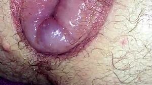 i fucked my puffy man pussy with a toy, feeling every inch stretch me wide in my homemade setup