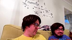 Tricked amateur gives nerd his first blowjob and facial