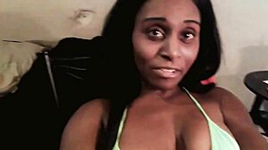 ebony babe shakes big ass in thong