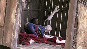 i watched captain marvel lick big tits in interracial lesbian parody, making her squirt hard