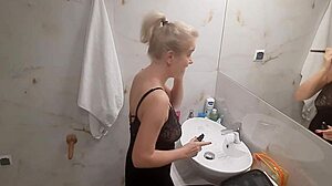 Jenny the blonde prepares for a fun night at the disco