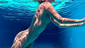 Russian Milf Mary Kalisy Touches Herself in Bikini by Pool.