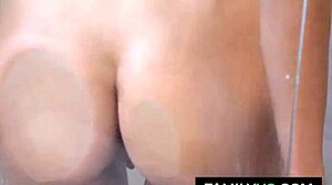 Curly-haired stepsister Allie Addison fucks stepbrother intensely in shower