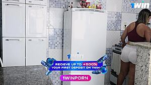 Caught the hot Latina maid frying eggs and slammed her ass