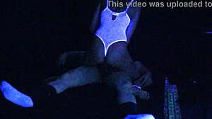 Carrie B in blacklight fuck fest with face fucking and deepthroat