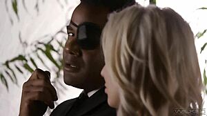 i watched captain marvel lick big tits in interracial lesbian parody, making her squirt hard