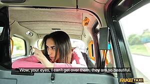 Petite london teen teases driver then struggles with his huge cock!