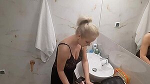 Jenny the blonde prepares for a fun night at the disco