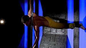 Hot Young Gay Guy Performs Acrobatic Strip Tease on Pole
