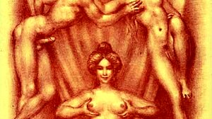 Detailed vintage erotic illustration with antique cartoon styles