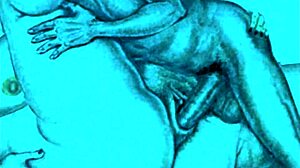 Detailed vintage erotic illustration with antique cartoon styles