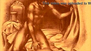 Detailed vintage erotic illustration with antique cartoon styles