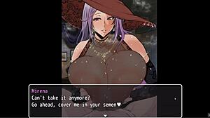 gigantic witch gives bath titjob in mirena's manor hentai game ep 1