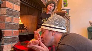 ski instructor's sweaty feet worshipped after long day in boots