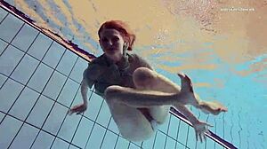 Tiny nastya's tight ass shines in dress by the pool