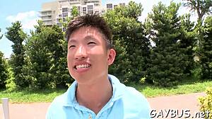 blindfolded stud tricked into oral sex by homosexual hunk