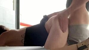 i saw neighbrs wife fuck 19yo in uhaul truck, upside down blowjb and creampie