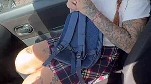 Hey, taxi driver fucks that cute latina with braces in doggystyle